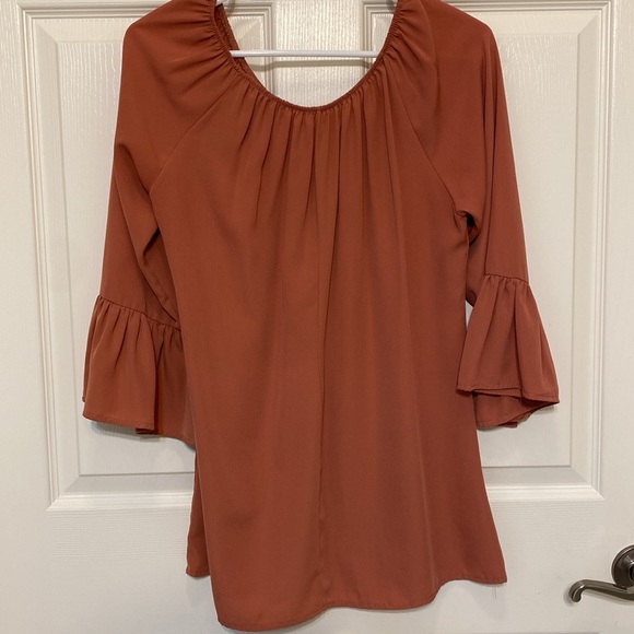 Burnt orange tunic with bell-sleeves - Picture 4 of 6